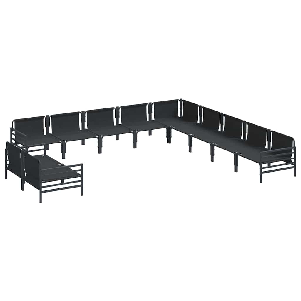 Set Divano da Giardino con cuscino 11 pcs Nero Acciaio | homemem39