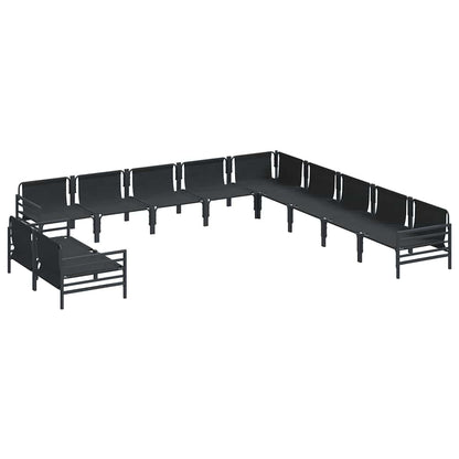 Set Divano da Giardino con cuscino 11 pcs Nero Acciaio | homemem39