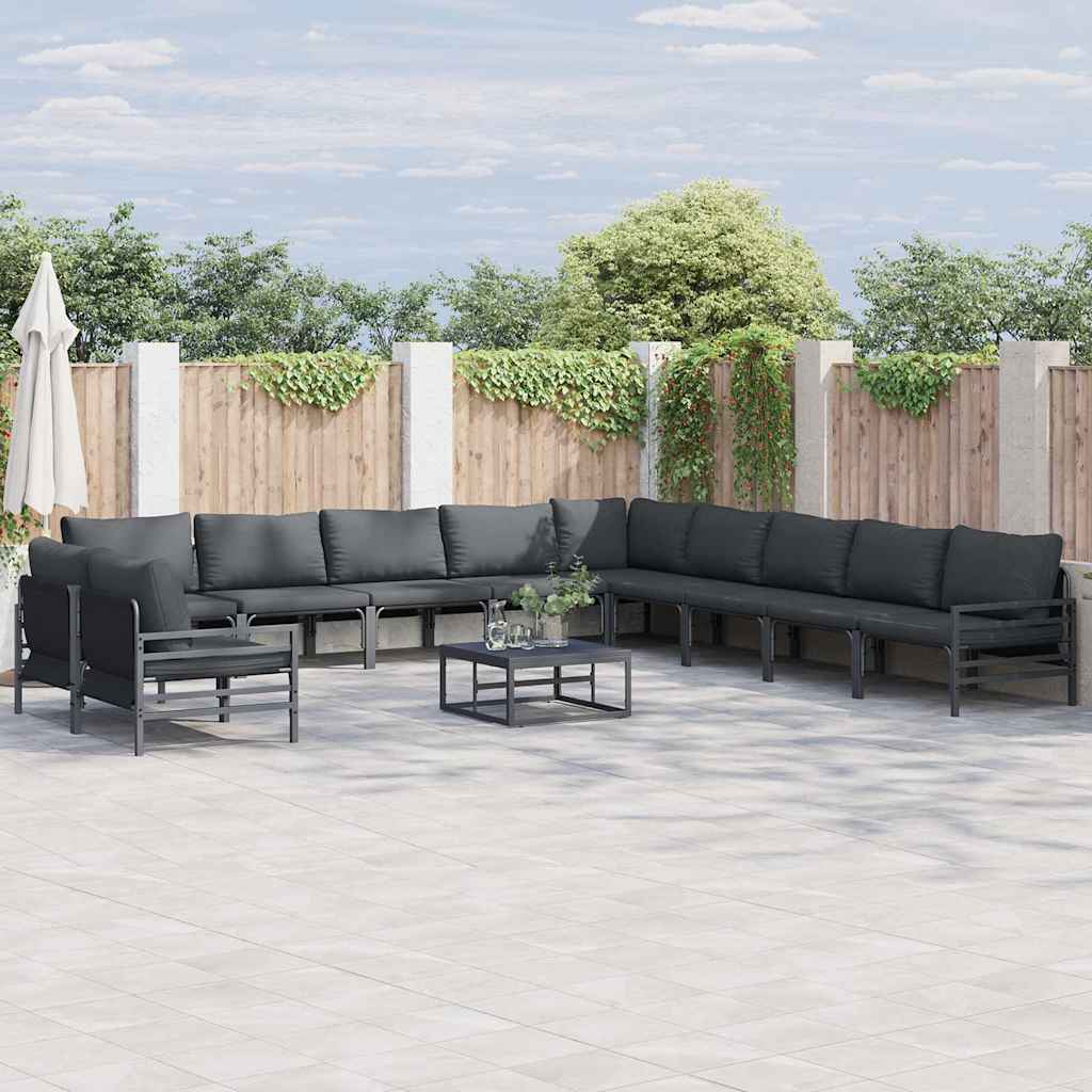 Set Divano da Giardino con cuscino 12 pcs Nero Acciaio | homemem39