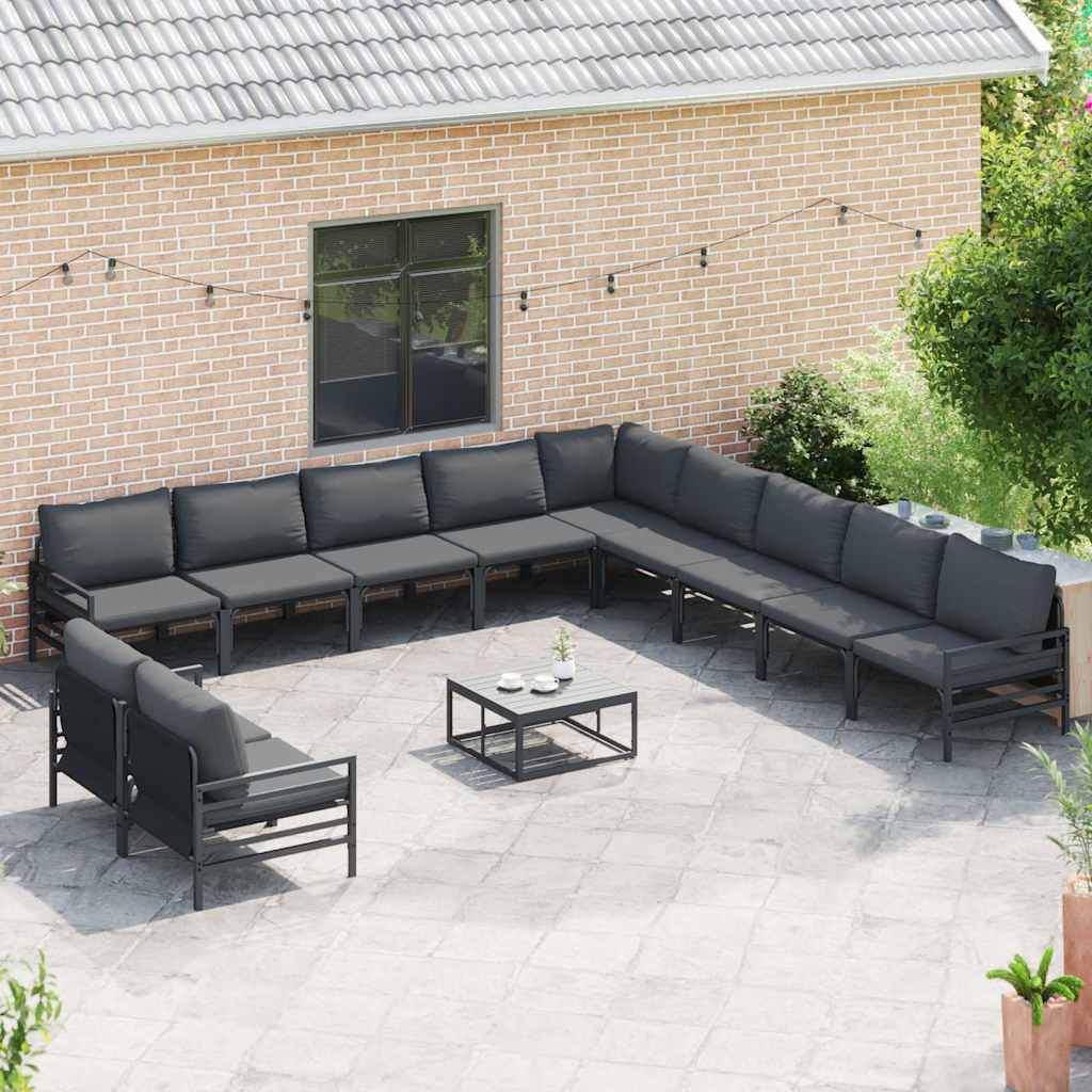 Set Divano da Giardino con cuscino 12 pcs Nero Acciaio | homemem39