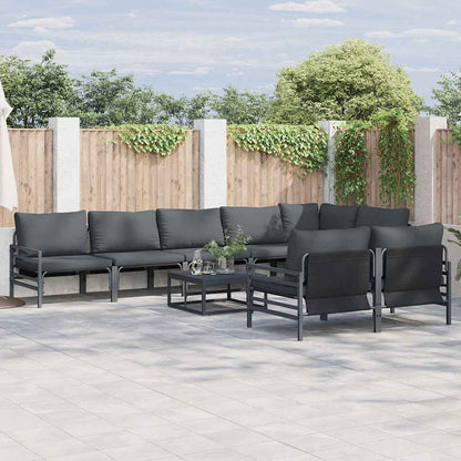 Set Divano da Giardino con cuscino 8 pcs Nero Acciaio | homemem39
