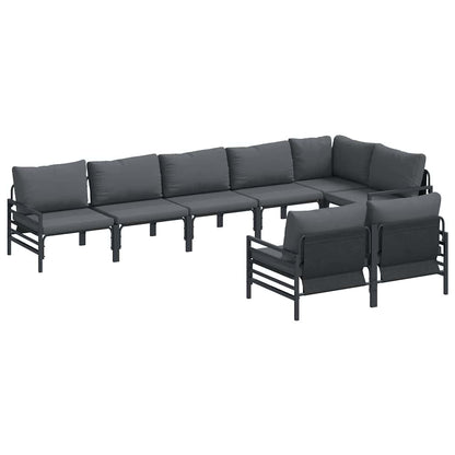 Set Divano da Giardino con cuscino 8 pcs Nero Acciaio | homemem39