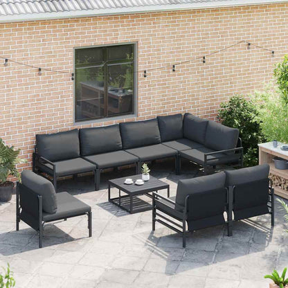 Set Divano da Giardino con cuscino 9 pcs Nero Acciaio | homemem39