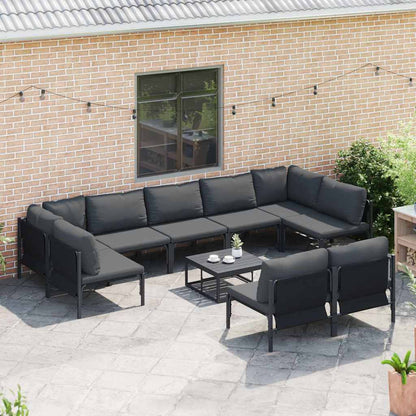 Set Divano da Giardino con cuscino 9 pcs Nero Acciaio | homemem39