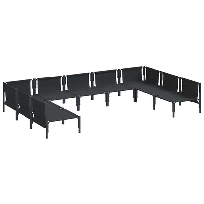 Set Divano da Giardino con cuscino 9 pcs Nero Acciaio | homemem39