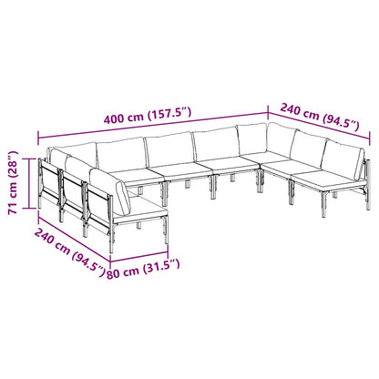 Set Divano da Giardino con cuscino 9 pcs Nero Acciaio | homemem39