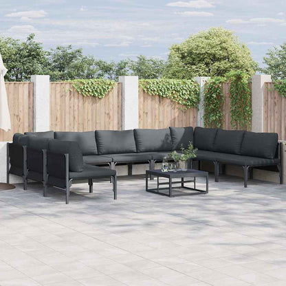 Set Divano da Giardino con cuscino 10 pcs Nero Acciaio
