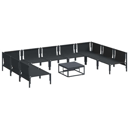 Set Divano da Giardino con cuscino 10 pcs Nero Acciaio | homemem39