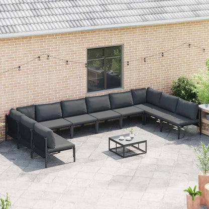 Set Divano da Giardino con cuscino 11 pcs Nero Acciaio | homemem39