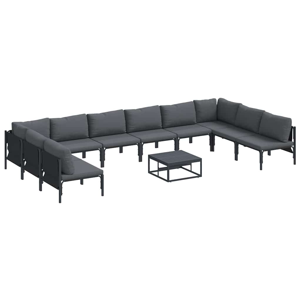 Set Divano da Giardino con cuscino 11 pcs Nero Acciaio | homemem39