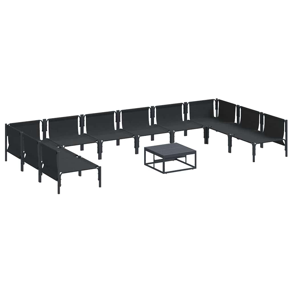 Set Divano da Giardino con cuscino 11 pcs Nero Acciaio | homemem39