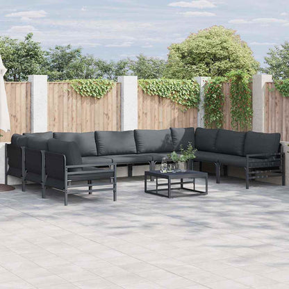 Set Divano da Giardino con cuscino 9 pcs Nero Acciaio | homemem39