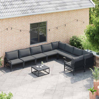 Set Divano da Giardino con cuscino 9 pcs Nero Acciaio | homemem39