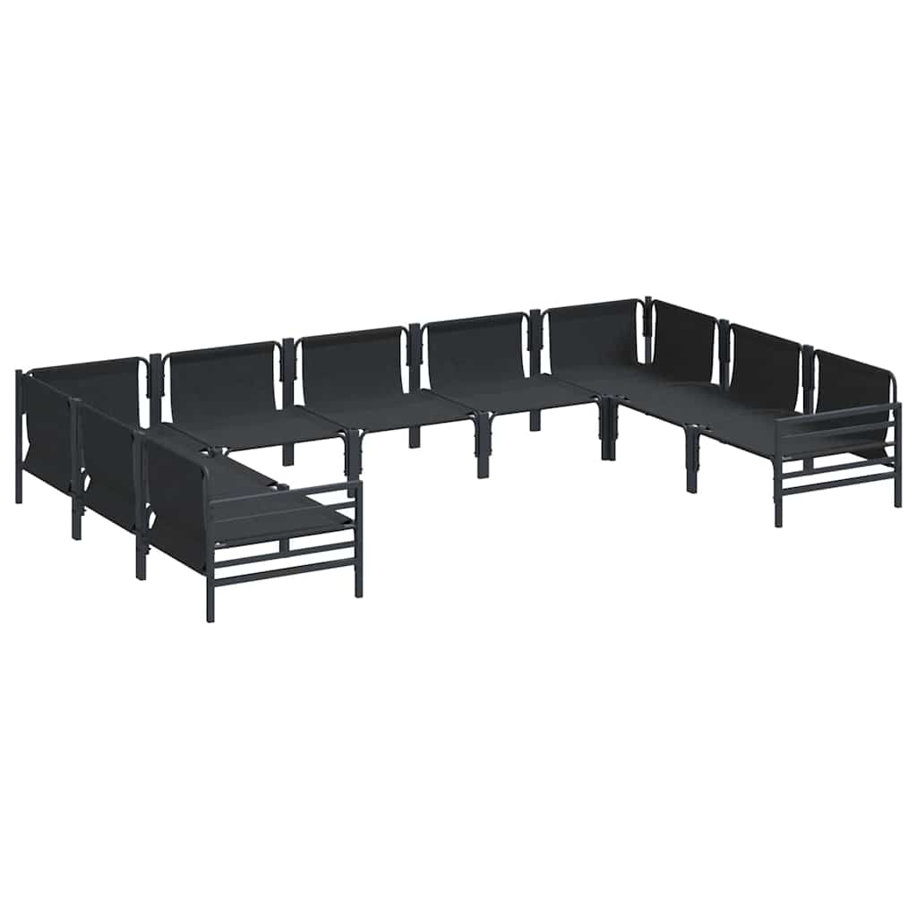 Set Divano da Giardino con cuscino 9 pcs Nero Acciaio | homemem39