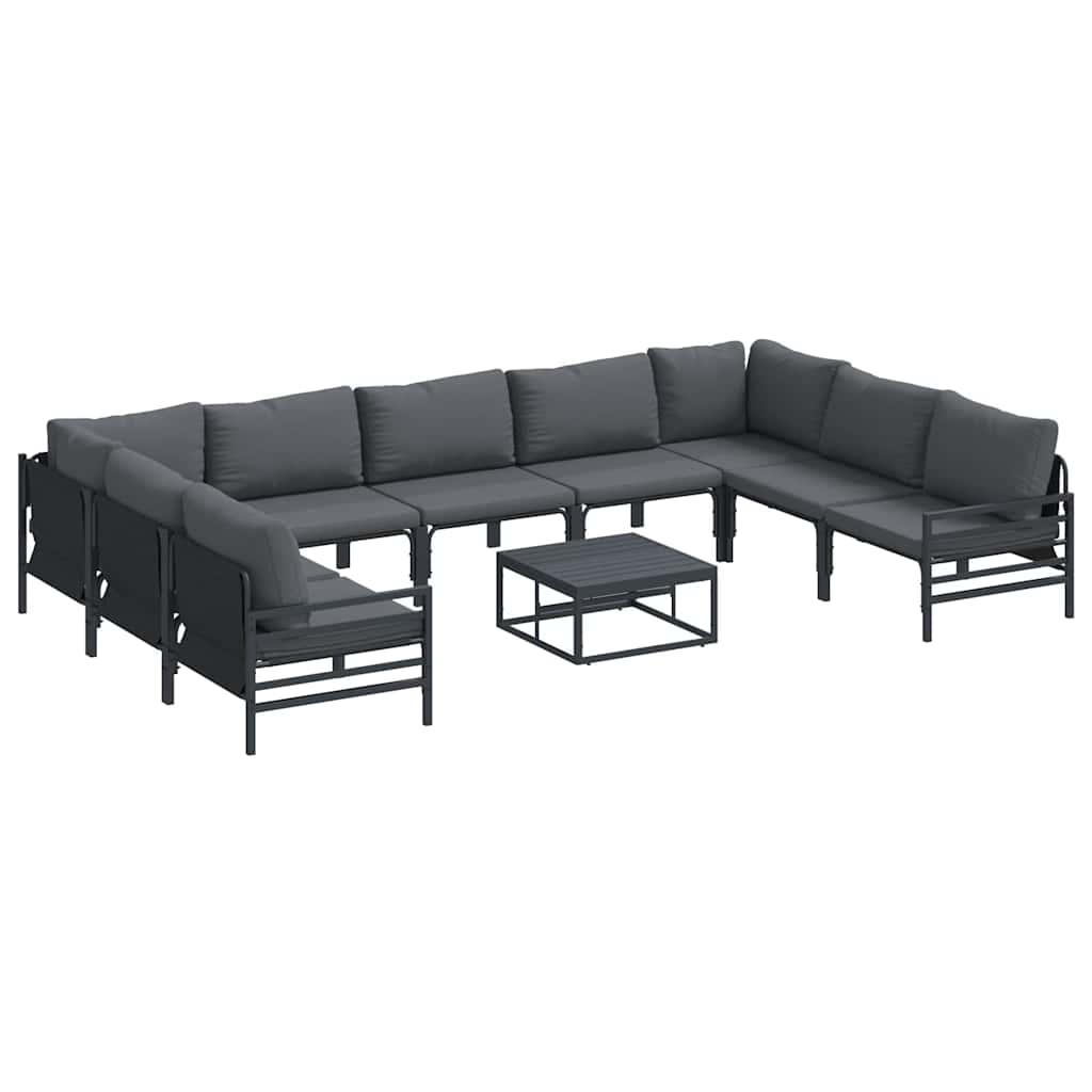 Set Divano da Giardino con cuscino 10 pcs Nero Acciaio | homemem39