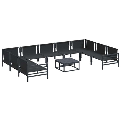 Set Divano da Giardino con cuscino 10 pcs Nero Acciaio | homemem39