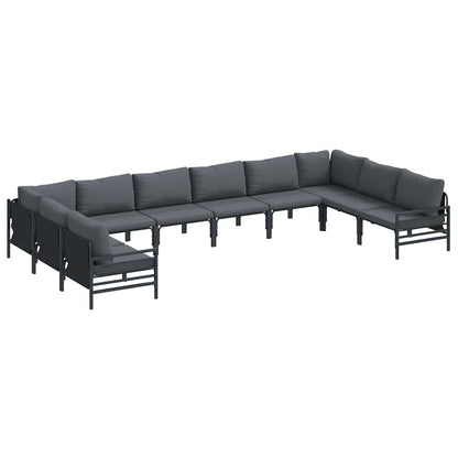 Set Divano da Giardino con cuscino 10 pcs Nero Acciaio | homemem39
