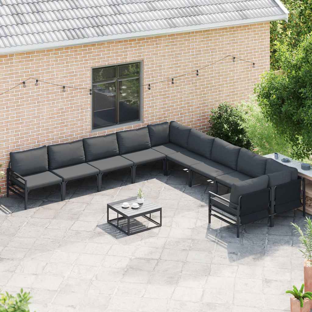 Set Divano da Giardino con cuscino 11 pcs Nero Acciaio | homemem39