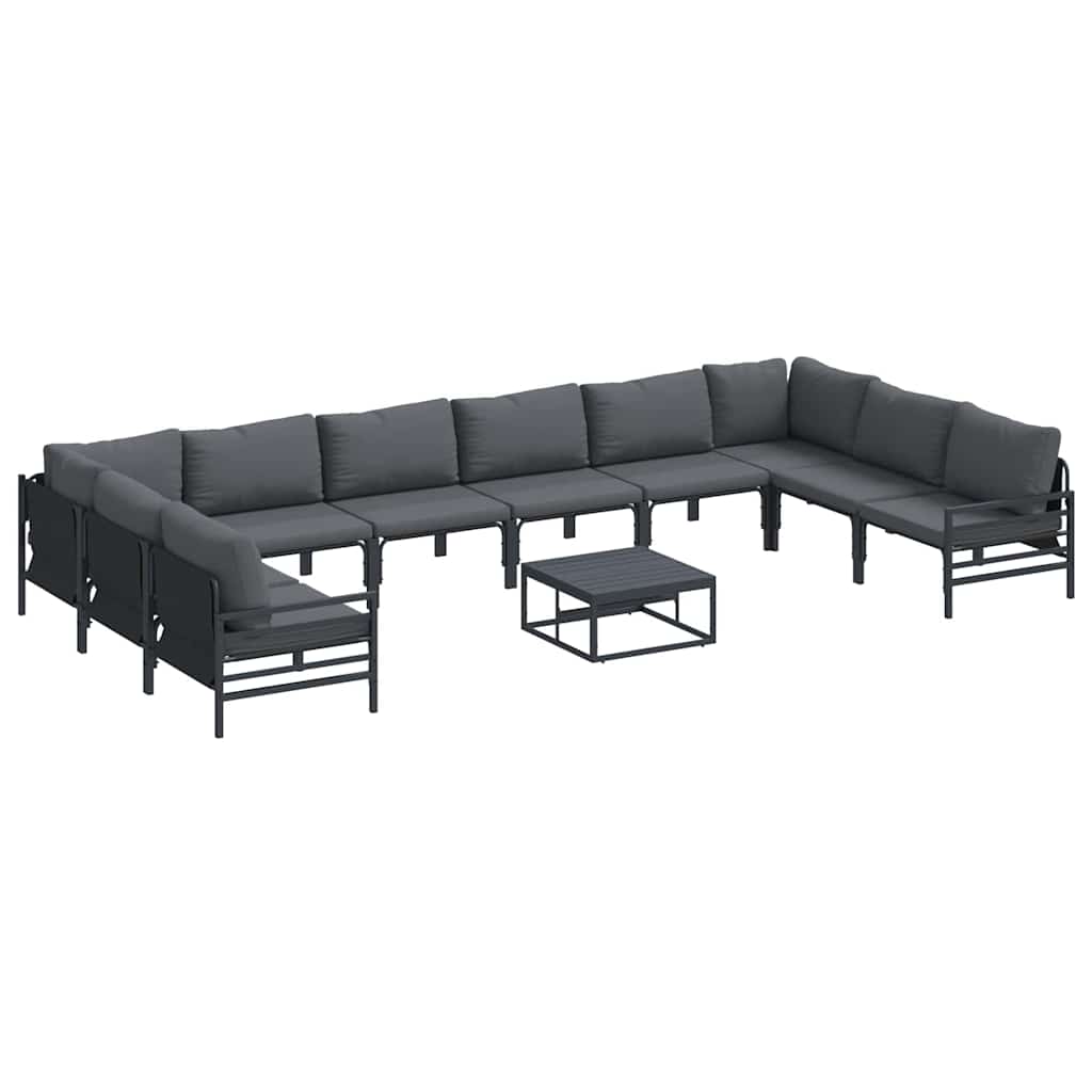 Set Divano da Giardino con cuscino 11 pcs Nero Acciaio | homemem39