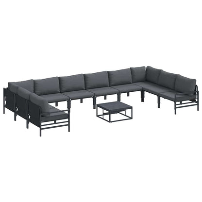 Set Divano da Giardino con cuscino 11 pcs Nero Acciaio | homemem39