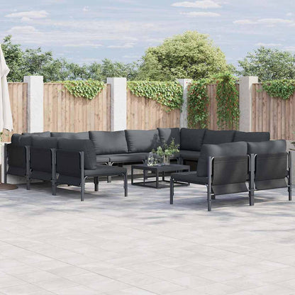 Set Divano da Giardino con cuscino 11 pcs Nero Acciaio | homemem39