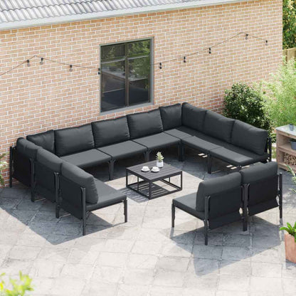 Set Divano da Giardino con cuscino 11 pcs Nero Acciaio | homemem39