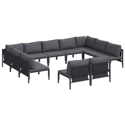Set Divano da Giardino con cuscino 11 pcs Nero Acciaio | homemem39
