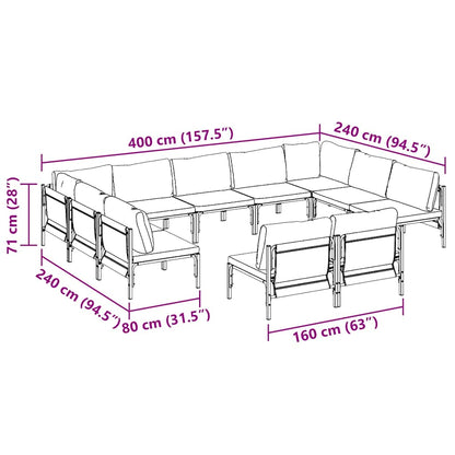 Set Divano da Giardino con cuscino 11 pcs Nero Acciaio | homemem39