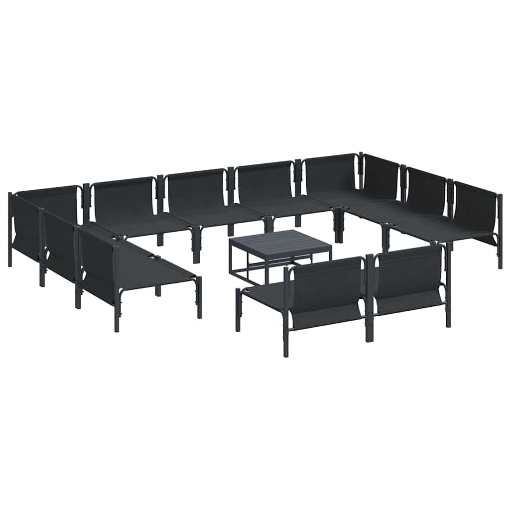 Set Divano da Giardino con cuscino 12 pcs Nero Acciaio | homemem39