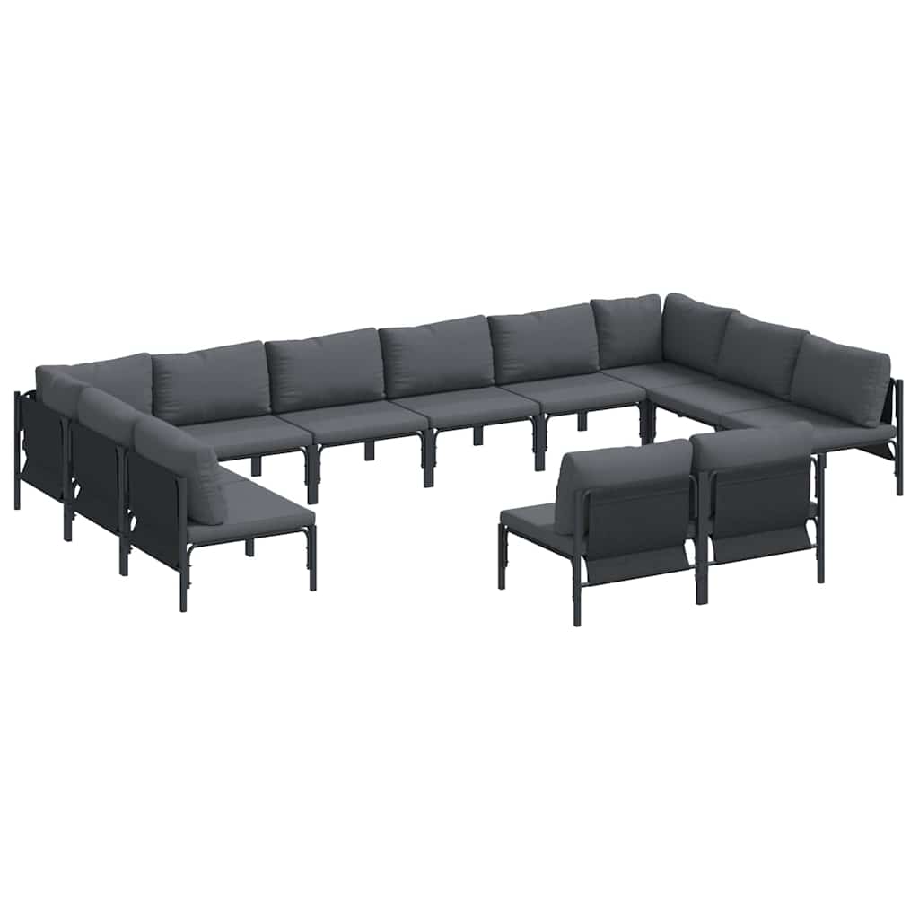 Set Divano da Giardino con cuscino 12 pcs Nero Acciaio | homemem39