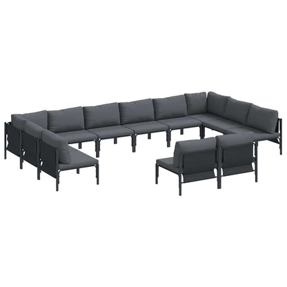 Set Divano da Giardino con cuscino 12 pcs Nero Acciaio | homemem39