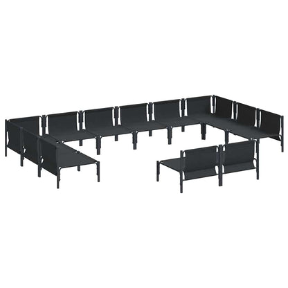 Set Divano da Giardino con cuscino 12 pcs Nero Acciaio | homemem39