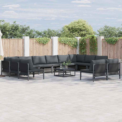 Set Divano da Giardino con cuscino 13 pcs Nero Acciaio | homemem39