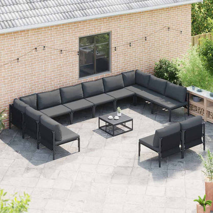 Set Divano da Giardino con cuscino 13 pcs Nero Acciaio | homemem39