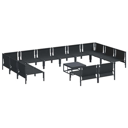 Set Divano da Giardino con cuscino 13 pcs Nero Acciaio | homemem39