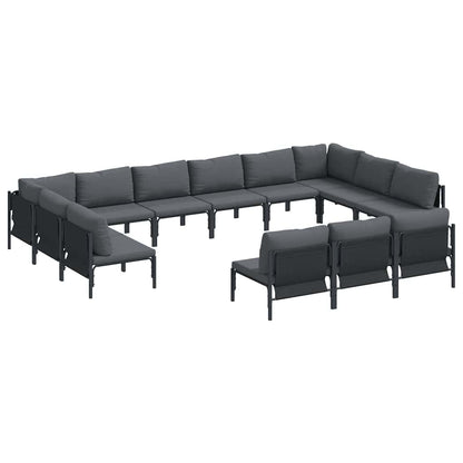 Set Divano da Giardino con cuscino 13 pcs Nero Acciaio | homemem39