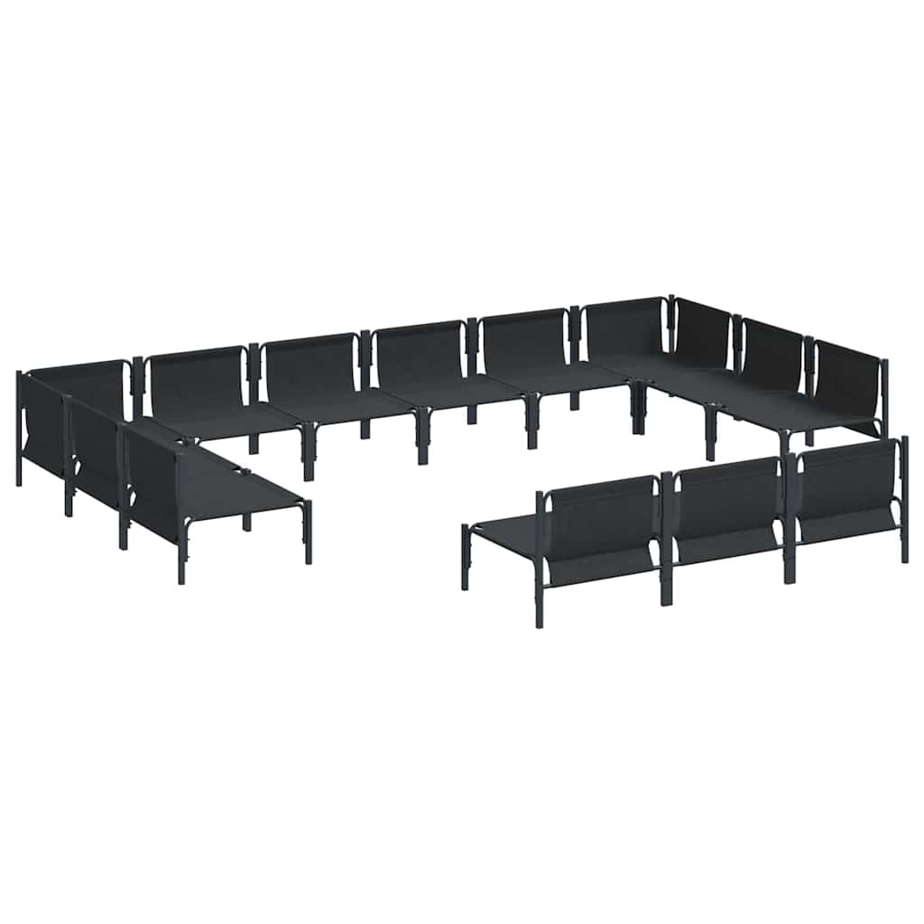 Set Divano da Giardino con cuscino 13 pcs Nero Acciaio | homemem39