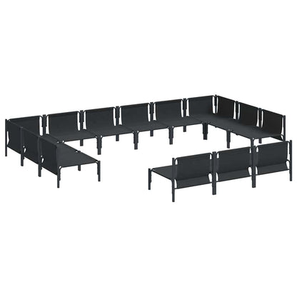 Set Divano da Giardino con cuscino 13 pcs Nero Acciaio | homemem39