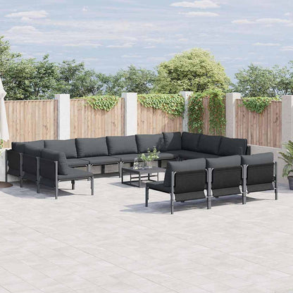 Set Divano da Giardino con cuscino 14 pcs Nero Acciaio | homemem39