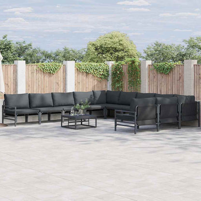 Set Divano da Giardino con cuscino 12 pcs Nero Acciaio | homemem39