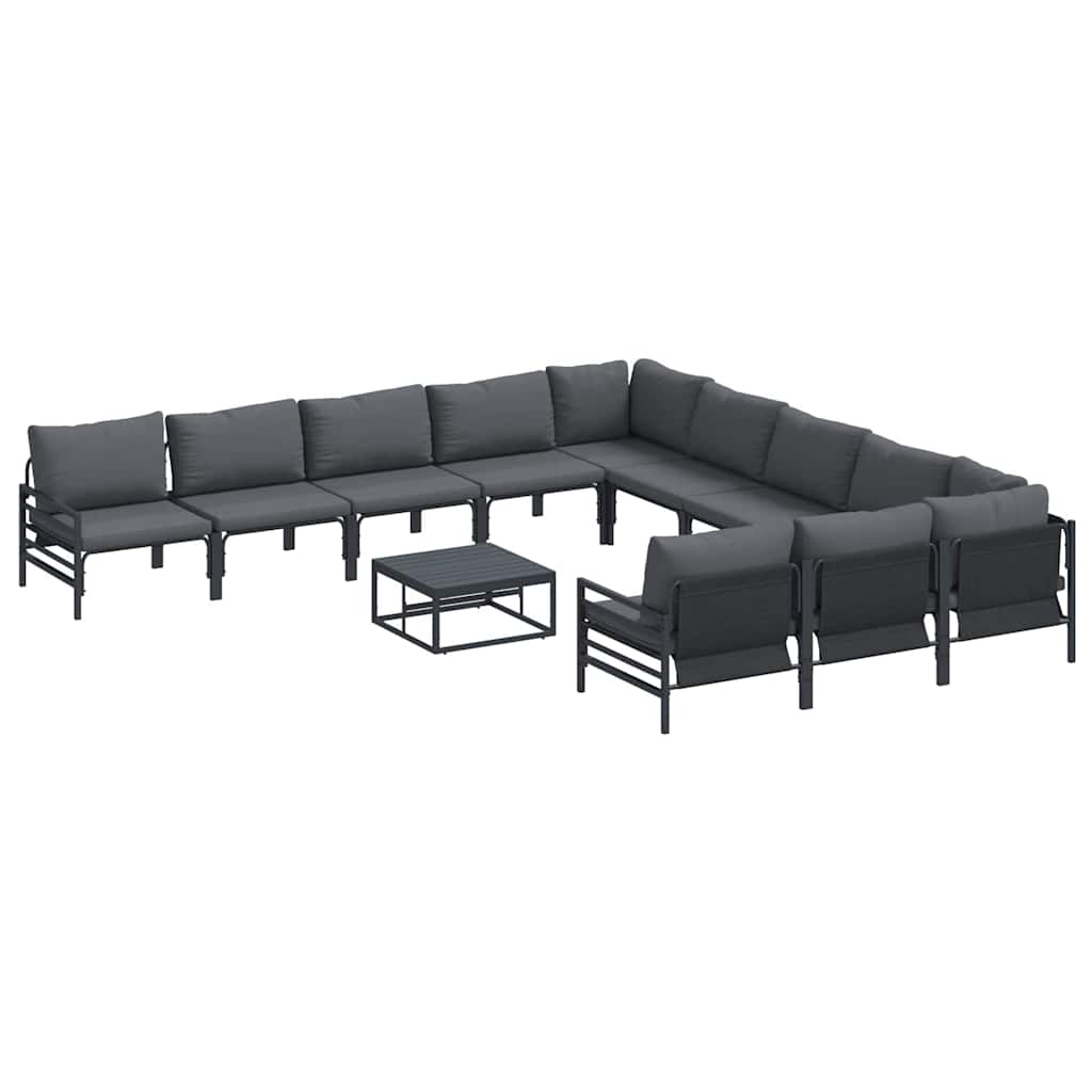 Set Divano da Giardino con cuscino 12 pcs Nero Acciaio | homemem39