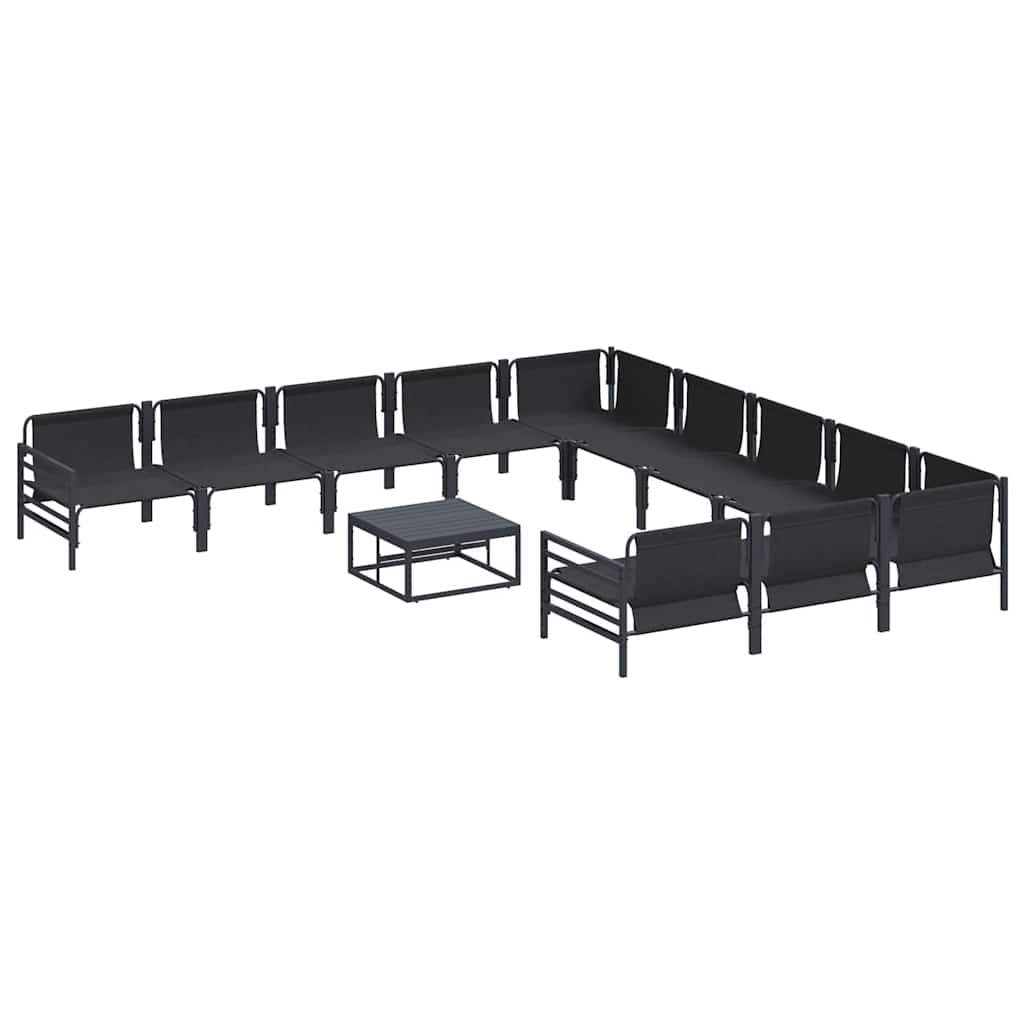 Set Divano da Giardino con cuscino 12 pcs Nero Acciaio | homemem39