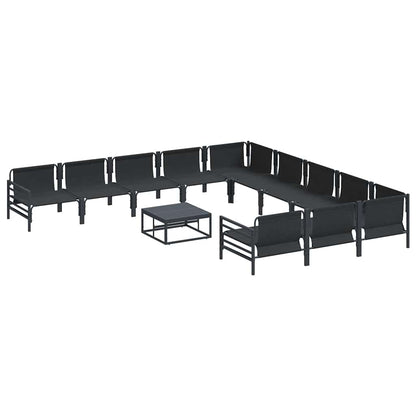 Set Divano da Giardino con cuscino 12 pcs Nero Acciaio | homemem39