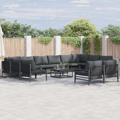 Set Divano da Giardino con cuscino 12 pcs Nero Acciaio | homemem39