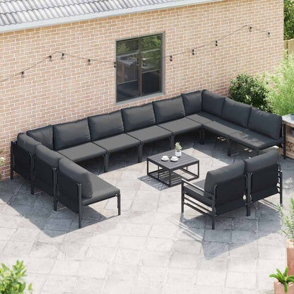 Set Divano da Giardino con cuscino 13 pcs Nero Acciaio | homemem39
