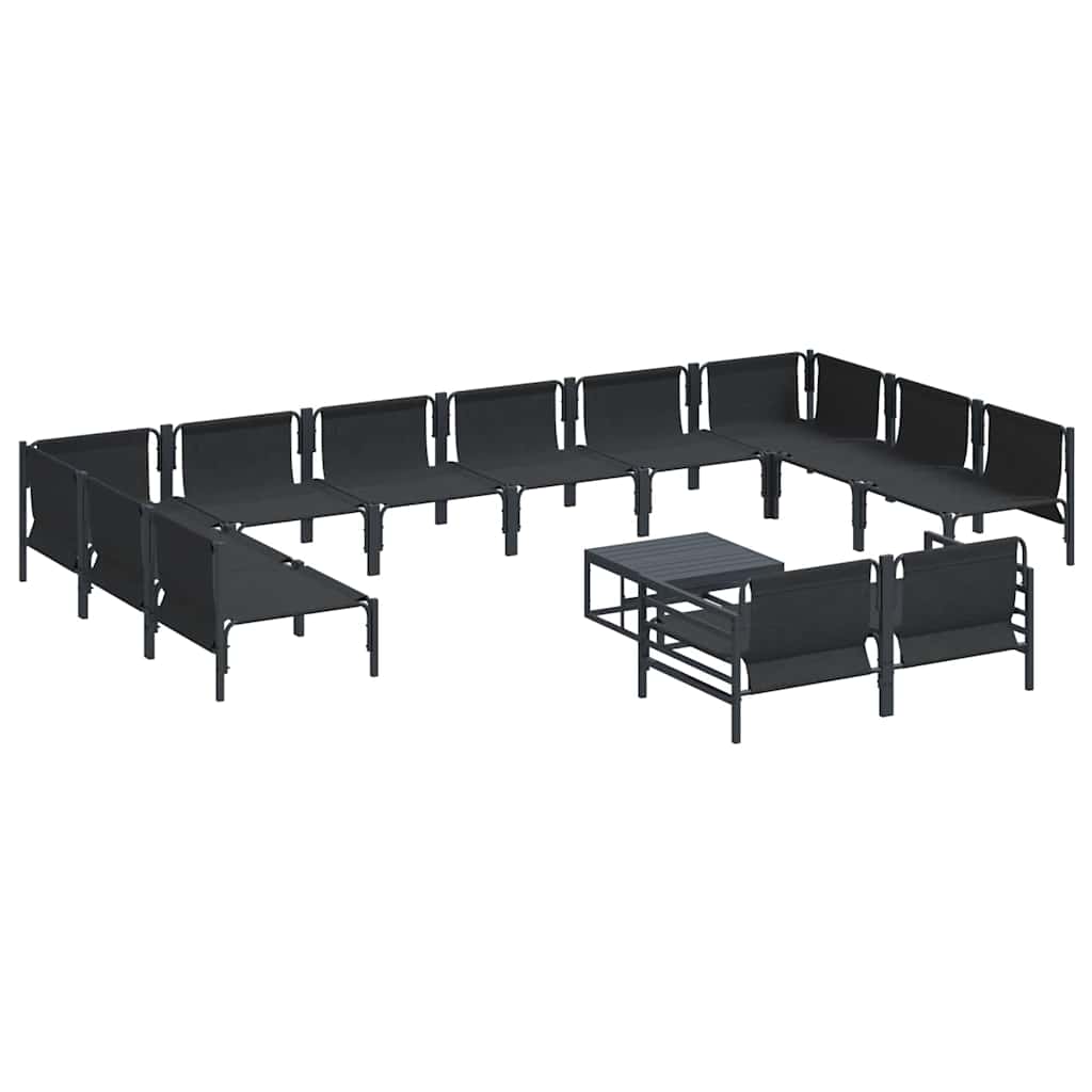 Set Divano da Giardino con cuscino 13 pcs Nero Acciaio | homemem39