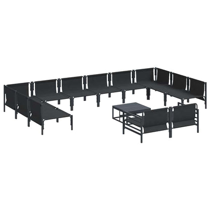 Set Divano da Giardino con cuscino 13 pcs Nero Acciaio | homemem39