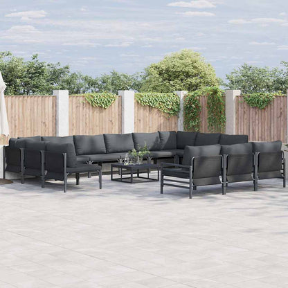 Set Divano da Giardino con cuscino 13 pcs Nero Acciaio | homemem39
