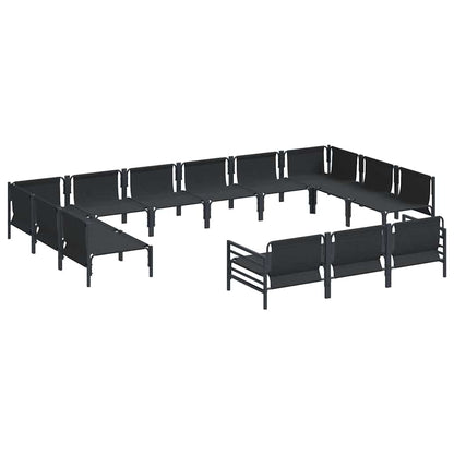 Set Divano da Giardino con cuscino 13 pcs Nero Acciaio | homemem39
