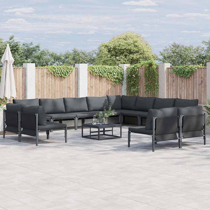 Set Divano da Giardino con cuscino 12 pcs Nero Acciaio | homemem39
